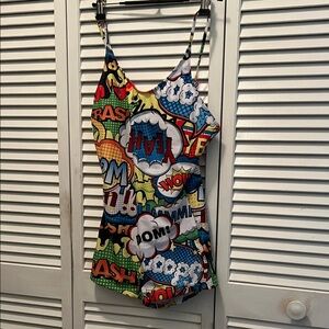 Women Colorful Comic Print Bating Suit